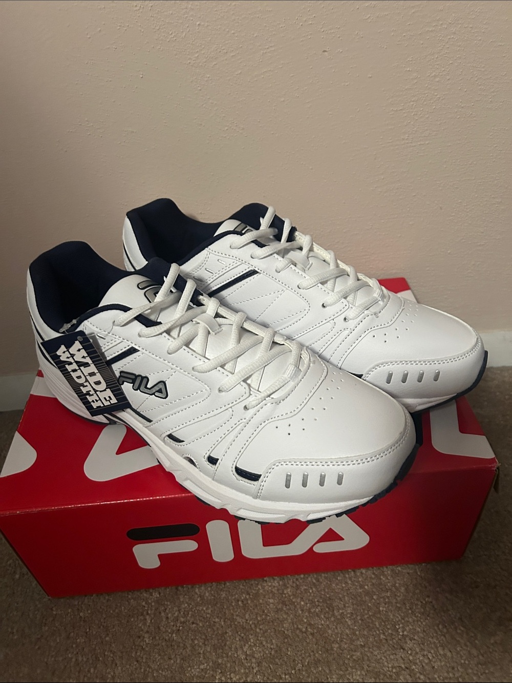 Fila White & Navy Training Sneakers